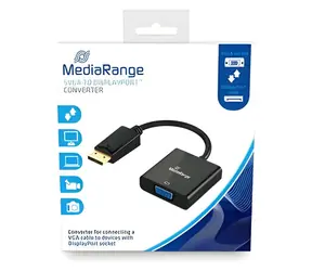 MediaRange VGA na DisplayPort černá / Adaptér / 15 cm / SVGA 800x600 / poniklované kontakty