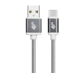 TB Touch 1,5 m šedá / Datový kabel / USB-A (M) - USB-C (M) / Opletený
