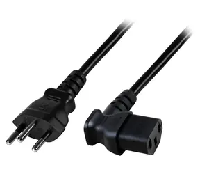 EFB Švýcarsko T12 - C13 90° černá / Napájecí kabel / 1,8 m / 10 A / 250 V