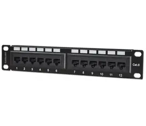 Intellinet patch panel Cat6 UTP černá 12 portů / Patch panel / RJ-45 / 10" / 1U