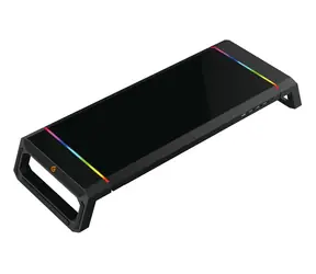 Conceptronic THORNE černá / Herní stojan pod monitor / RGB / 4x USB-A 2.0 / šuplík / nosnost 10 kg