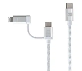 ER POWER USB-C/Lightning kabel bílá / Datový kabel / USB-C na USB-C/Lightning / 2 m / MFi certifikace