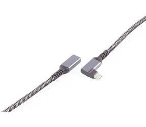 Shiverpeaks USB-C prodlužovací kabel 90° textilní / Prodlužovací kabel / USB-C (M) - USB-C (F) / USB 3.2 / PD / 1,5 m
