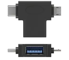 PremiumCord Adaptér USB-A - USB-C + micro USB-B černý / Adaptér / USB 3.1 / 5 Gbps