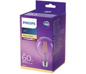 Philips LED Classic G93 E27 teplá bílá / LED žárovka / 60W / Čirá / Nestmívatelná