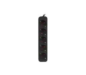 Lanberg napájecí lišta 5x Schuko černá / Napájecí lišta / 3 m / měděný kabel / 2500 W / dětská pojistka