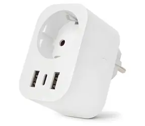 Entac WiFi zásuvkový adaptér bílá / Zásuvkový adaptér / 2x USB-A / 1x USB-C / 16 A / 3680 W