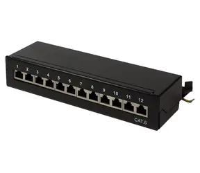 LogiLink patch panel Cat.6 12 portů černá / Patch panel / STP / stolní i nástěnná montáž