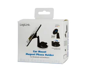 LogiLink magnetický držák na mobil do auta černá / Držák / Přísavka / 360° / 4-6" / plast