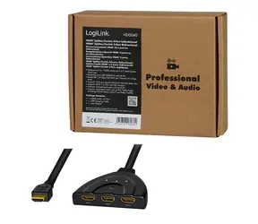 LogiLink HDMI switch 3-port černá / Přepínač HDMI / bidirekční 1x3/3x1 / 4K 30Hz / CEC / HDCP 1.4