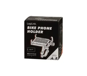 LogiLink držák telefonu na kolo černá / Držák na kolo / 3,5-7 palců / 360° otočný / hliník