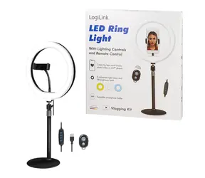 LogiLink Stativ s kruhovým LED světlem / Stativ / Dálková spoušť / O 25 cm / 700 lm