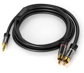 PremiumCord HQ kabel Jack 3,5mm - 2x CINCH (kjqcin015) / Propojovací kabel / Stereo / Stíněný / M/M / 1,5m