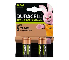 Duracell Recharge AAA / Nabíjecí baterie / 750 mAh / 1,2 V / 4 ks
