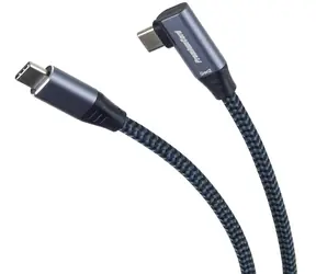 PremiumCord USB-C zahnutý šedá / Datový kabel / USB 3.2 Gen 2x2 / 20 Gbit/s / 100 W / 3 m