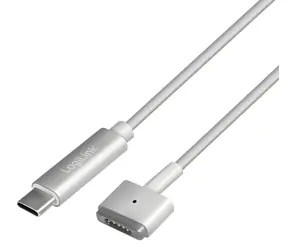 LogiLink USB-C na MagSafe 2 stříbrná / Napájecí kabel / 1,8 m / USB PD 87 W