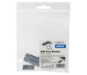 LogiLink AU0043 modrá / Blokovač USB portů / 4x zámek + klíč / USB Typ-A