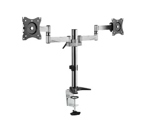 LogiLink Stolní držák pro 2 monitory 13-27" černá / Držák pro monitory / VESA 75-100mm / 8 kg / naklápěcí, otočný