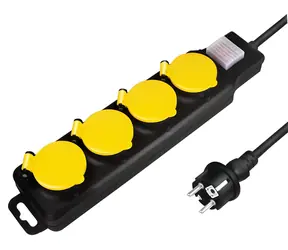 LogiLink Venkovní prodlužovací přívod černo-žlutá / Prodlužovací kabel / 4 zásuvky / IP44 / 1,5 m / 230 V / 16 A