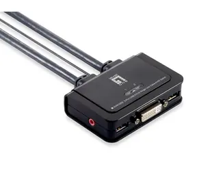 LevelOne KVM-0260 černá / KVM switch / 2 porty / USB / DVI-I / 1920x1200