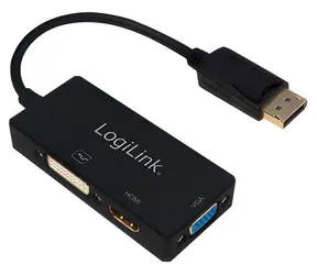 LogiLink adaptér DisplayPort na DVI, HDMI a VGA / Redukce / 4K 30 Hz / 0,15 m