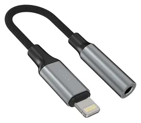FIXED Link Space Gray / Redukce / Lightning - 3,5mm jack / hliníkové tělo / opletený kabel / OTG
