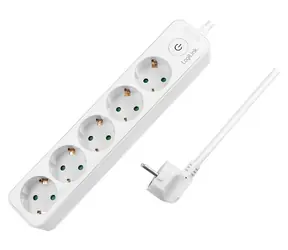 LogiLink prodlužovací kabel 5 zásuvek s vypínačem bílá / Prodlužovací kabel / 1,5 m / 230 V / 16 A / 3600 W