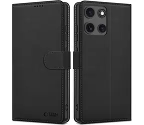 Tech-Protect Wallet černá matná / Peněženkové pouzdro / Motorola Moto G15, G15 Power / stojánek / ekokůže