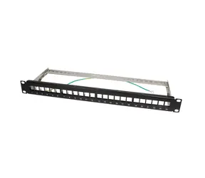 LogiLink Patch panel Keystone 24 portů, nezaplněný, černý / Patch panel / 19" / 1U / Kov