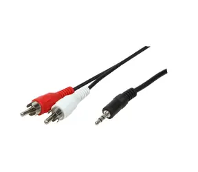 LogiLink Jack 3,5mm - 2x Cinch černá / Audio kabel / 1,5 m