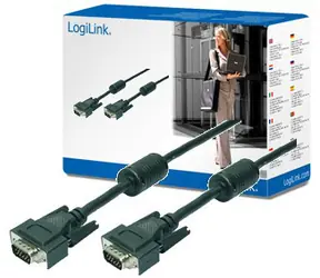 LogiLink VGA kabel 20 m černá / Propojovací video kabel / VGA (D-Sub) - VGA (D-Sub) / s ferity