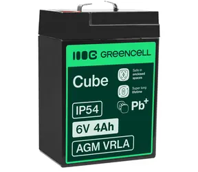 Green Cell Olověný akumulátor VRLA AGM 6V 4Ah / Baterie / Faston F1 / do UPS