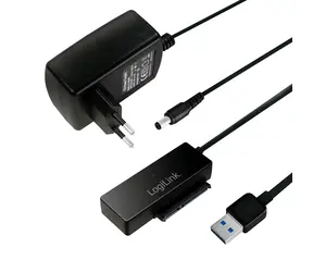 LogiLink adaptér USB 3.0 - SATA černá / Adaptér / HDD, SSD 2,5" a 3,5" / 5 Gbit/s / napájecí zdroj