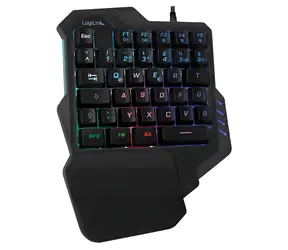 LogiLink Herní klávesnice pro jednu ruku černá / Klávesnice / Mini / Drátová / USB / RGB podsvícení