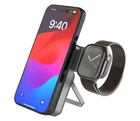 FIXED MagZen 5 Stand šedá / Powerbanka / MagSafe / 5000mAh / 20W / Nabíječka pro Apple Watch