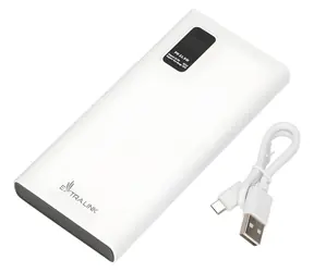 Extralink EPB-067W bílá / Powerbanka / 10 000 mAh / 2x USB-A + USB-C / 22,5W / LED displej