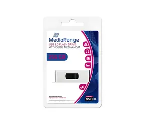 MediaRange MR919 stříbrná/černá / Flash disk / 256GB / USB 3.2 Gen 1 / čtení 100 MB/s / zápis 30 MB/s