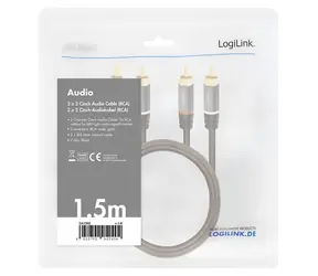 LogiLink Audio kabel 2x RCA - 2x RCA černý / Audio kabel / 1,5 m