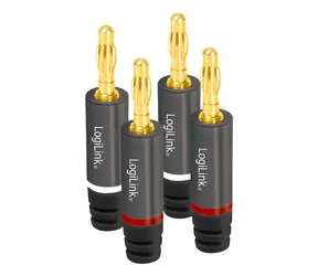 LogiLink banánkové konektory audio šedé / Konektor / sada 4 ks / pozlacený / kov