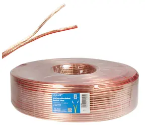 LogiLink Reproduktorový kabel průhledný / Reproduktorový kabel / 2x 2,5 mm2 / 100 m / CCA