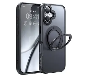 McDodo PC-4930 Pouzdro se stojánkem pro iPhone 16 černá / Pouzdro / MagSafe / 360° stojánek