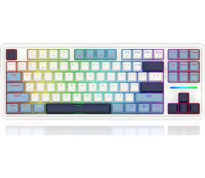 Redragon K728 Leopard L bílá / Bezdrátová herní klávesnice / mechanická / podsvícená / BT / USB