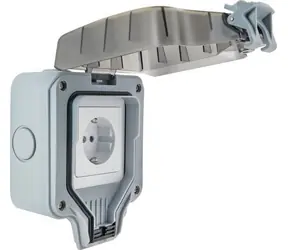 Schwaiger Venkovní zásuvka IP66 pod omítku / Zásuvka / 1x Schuko / 230V/16A / šedá