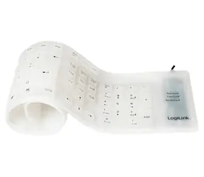 LogiLink Ohebná klávesnice bílá / Klávesnice / voděodolná / USB / PS/2 / DE / 109 kláves