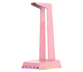 ONIKUMA ST-2 růžová / Stojan na sluchátka / RGB podsvícení / 3x USB 2.0 / 3,5mm jack