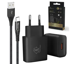 Extralink Smart Life černá / Sada USB-A - USB-C kabel + nabíječka 12W / 200 cm