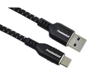 PremiumCord kabel USB-C - USB 3.0 A / Kabel / USB 3.2 Gen 1 / 5 Gbit/s / 3A / 3 m / bavlněný oplet