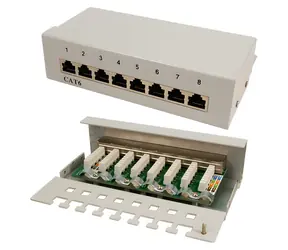 LogiLink NP0016A šedý / Patch panel / 8 portů / Cat.6 stíněný / RJ-45