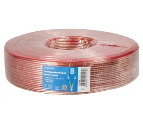 LogiLink Reproduktorový kabel průhledný / Reproduktorový kabel / 2x 0,75 mm2 / 100 m