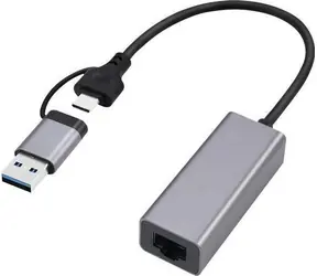 Gembird A-USB3AC-LAN2G-01 šedá / Síťový adaptér / USB-C + USB-A / RJ-45 2,5 Gbit/s